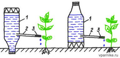 Система капельного полива из пластиковых бутылок
