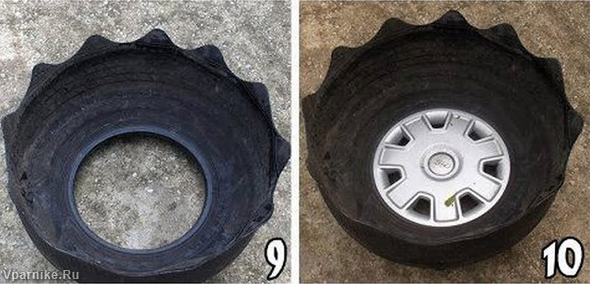 Как сделать вазон из старой покрышки
