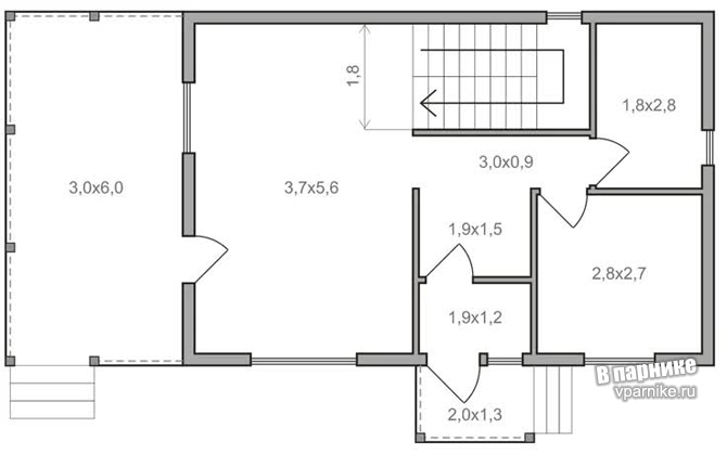 Первый этаж план дома 6х9