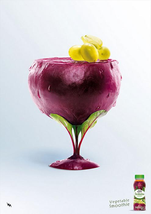 Вкусные коктейли из овощей и фруктов в креативной рекламе компании Pierre Martinet 